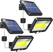 LED Solar Sensor Lights Outdoor 2 Pack Solar Powered Flood Lights Outdoor Motion Sensor Security Lights Outside Waterproof with 3 Lighting Mode 5m Cable for Garden Patio Path Yard Garage