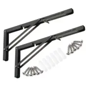 2 Pcs 16 Inch Folding Shelf Brackets Iron Collapsible Shelf Bracket, Black