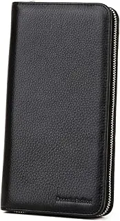[DONNAIN] Premium Full-Grained Leather RFID Passport Holder for Travel, Multifunctional and Large Capacity RFID Blocking Passport Holder Wallet, Black, Fashion Travel
