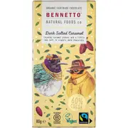 Bennetto Organic Dark Chocolate Dark Salted Caramel 80g (Pack of 12)