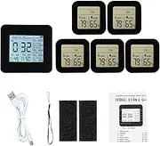 13-in-1 Digital Hygrometer Indoor Thermometer with 5 Remote Sensors Multifunctional Weather Clock Wirel Temperature Humidity Gauge with 60M