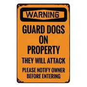 Warning Guard Dogs On Property Attack Tin Metal Sign Rustic Look Vintage