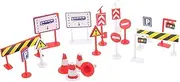 QUMIIRITY 6-Piece Traffic Sign Toys Set Train Signal Model for Boys and Girls Mini House Decor Abs Material Interactive Learning Toy