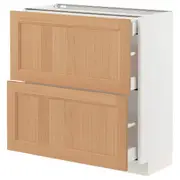 METOD / MAXIMERA base cab with 2 fronts/3 drawers, white/Vedhamn oak, 80x37x80 cm