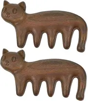 FOMIYES 2pcs Mini Cat-shaped Wooden Scalp Massager Comb for Hair Static Reduction Portable Hair Massage Tool Gentle Scalp Care for Home Travel
