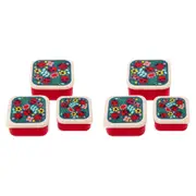 2x 3pc Rex London Kids Plastic Snack/Lunch Box Storage Square Set Ladybird