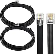 RJ12 Cable 10 feet Telephone Line Cord with 6P6C Connector Landline Phone Wire for Both in-Wall and Out-Wall Using, Black, 2 Pack, AV06112