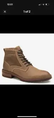 NEW Men's Johnston & Murphy Barrett Plain Toe Shearling Boots Brown Oiled 10 M