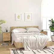Bedside Cabinets 2 pcs Brown Solid Wood Pine and Natural Rattan Bedroom Storage