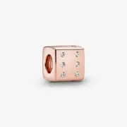 *BRAND NEW* Pandora 14k Rose Gold-Plated Clear CZ Sparkling Dice Charm 781269C01