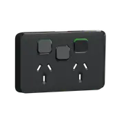 Clipsal Iconic Series Cover Frame - 3 Switches & 1 Sockets - 10 A - Horizontal - Iconic Black - 3025XC-XB