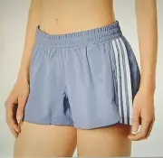 Adidas Pacer Short Women's Three Stripe Woven Size L Running Blue White GR8134