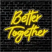Sign Lamp Better Together Neon Sign LED Light USB Powered For Engagement Party Anniversary Party 43.1cm×33cm
