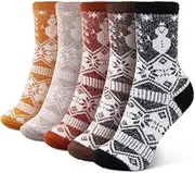 [SISOSOCK] Fuzzy Socks for Women, Warm Winter Cozy Socks, Comfy Sleep Womens Socks, 5 Pack Thick Socks Gifts for Women