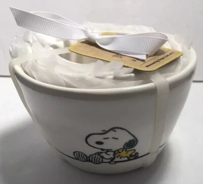 RAE DUNN X PEANUTS SNOOPY SET 4 MEASURING CUPS Ceramic Woodstock NWT