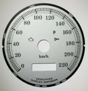 5H Harley Davidson KM/H Kilo Speedometer Silver Gauge Face 09392235