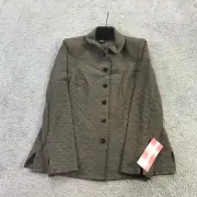 NINA MCLEMORE Jacket Womens 4 Basketweave Shirt Jacket Brown Car Coat $650