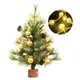 60cm高級開花黃枝松針原木底座聖誕樹/含金球松果配件+20燈LED氣泡圓球款-暖白燈 (5折)