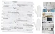Peel and Stick Backsplash Tile, Stick on 10 Volakas White with Metal Silver
