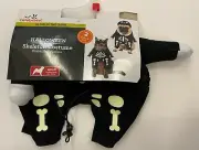 size S halloween Skeleton pet costume Glow in the dark front facing head piece