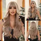 Women's Fashion Wig Light Brown Long Curly Hair Wig with Bangs Wavy Natural H8Z8