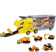 Dinosaur Transport Truck | Educational Transport Truck Car Toys with Ejection Race Track,Mega Hauler Toy, Fun Kids' Motor Vehicle Playsets, Interactive Deform Catapulting