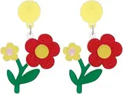 [liveliwithmin] Spring Flower Drop Earrings Colorful Acrylic Flower Dangle Earrings Charm Rose Flower Earrings Fairy Flower Ear Jewelry