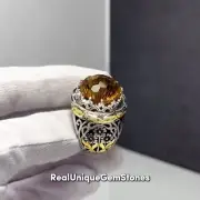 Unique Citrine Ring For Men Sterling 925 Silver Beautiful Citrine Ring For Men