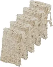 [Vaguelly] 5Pcs Cotton Linen Soap Pouches Drawstring Storage Bags for Shower Bath for Exfoliating Using Soap Portable Soap Holder for Travel