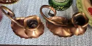 Vintage MCM Set of 2 hand-wrought GREGORIAN COPPER TAPER CANDLE HOLDERS