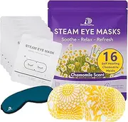 DoSensePro Steam Eye Mask - 16 Pack Chamomile Self-Heating Warm Compress for Dry Eyes, Puffy Eyes Relief, Cornea Care, and Relaxation – Soothing & Comfortable Heated Eye Pads