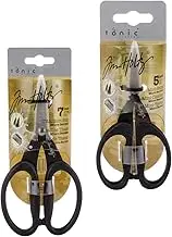 Tim Holtz Scissors & Snips - Kushgrip Non-Stick Serrated Scissors Set - Mini Snips 13cm & Micro Scissors 18cm - Bundle of 2 Items