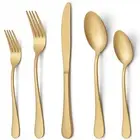 LIANYU 20 Piece Matte Gold Silverware Set, Stainless Steel Gold Flatware Cutl...