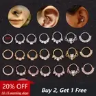 Daith Septum Piercing Nose Ear Ring 8mm Hoop Rhinestone 20G Silver Clear Crystal