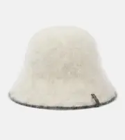[Brunello Cucinelli] Brunello Cucinelli Knitted mohair-blend cloche hat UK 6 5/8 white