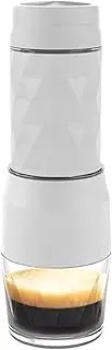 3-in-1 Portable Espresso Maker – Manual Coffee Machine, 18-Bar Pressure, Ground Coffee & Capsule Compatible, Froths Milk for Lattes & Cappuccinos, No Electricity Needed, Compact & Lightweight (White)