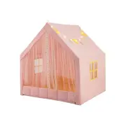 CostwayLarge Play Tent with Washable Cotton Mat and Star Lights for Kids-Pink