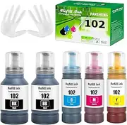 FANSHENG 102 Ink Compatible with Epson 102 Ink Bottles for EcoTank ET-4856 ET-2750 ET-2751 ET-4750 ET-2756 ET-3850 ET-4850 ET-2856 ET-3700 ET-3750 ET-4700 ET-27. ET-00 ET-15000(5 Pack 2BK/C/M/Y)