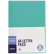 J.Burrows A4 Letter Files Green 20 Pack