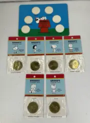 Knotts Berry Farm Camp Snoopy Set Of 6 Collector Coins & Display Board