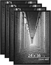 DOAI ART 24x36 Poster Frame Black 4 Pack, Poster Frames 24 x 36 inches or 24x36 Picture Frames with HD Plexiglass for Horizontal or Vertical Wall Mounting, Scratch-proof Safe and Artistic Large Photo