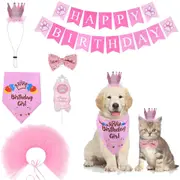 6Pcs Dog Birthday Bandana Hat Banner Set Birthday Party Supplies Decorations