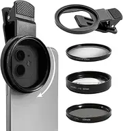 EMVANV 52mm 3 in 1 Phone Lens Filter Kit, CPL + Macro + Star Lenses, Universal Clip-on for iPhone/Samsung/Android Smartphones (Size: 3 in 1)