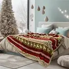 Christmas Sherpa Blanket Throw Queen Bed| Flannel 90 x 90 Inches - Queen Red