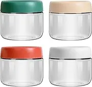 UKKQES 4Pack Overnight Oats Container Jars, 10 oz (300 ml) with Screw Top - Wide Mouth Mason Jars, Airtight Glass Meal Prep Containers for Storage, Salads, Spices, Pudding Storage Airtight