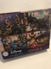 Disney Thomas Kinkade Puzzle 4 Pk 500 Tangled, Sleeping Beauty Mickey Peter Pan