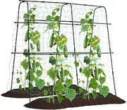 FOLLOOK Garden Cucumber Trellis for Climbing Plants Outdoor, 5ft Tall Pea Tunnel Arch U-Shape Plant Support Tomato Grape Vegetables Squash Trellis for Raised Bed, Black
