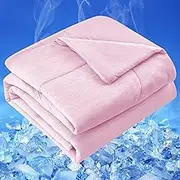 HCORA Cooling Comforter King Size - Double-Sided Cool Q-Max > 0.5 Arc-Chill Cooling Fiber Light Summer Comforter - Absorbs Body Heat Cooling Comforter for Hot Sleepers & Night Sweats, Pink