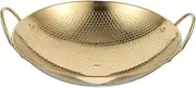CATIEBYE Rapid Heat Transfer Stainless Steel Wok Double Handles Cooking Pan Dry Pot Kitchenware