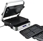 4-in-1 Smart Multi Contact Grill and Sandwich Panini Press, with Waffle Maker Plates